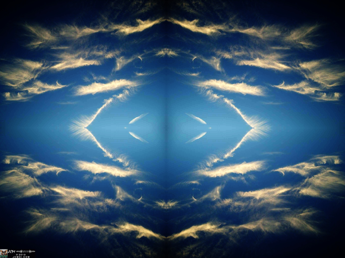 Beautiful high clouds quadroscopic composited image